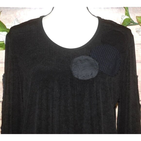 Staley Gretzinger Sz M Black Art-to-Wear Circle Patch Top Shirt Long Sleeve NWOT - Picture 2 of 12